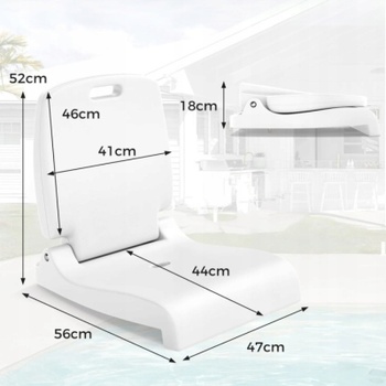 Skladacia plastová stolička NP12284WH, 56 x 47 x 52 cm, biela - N
