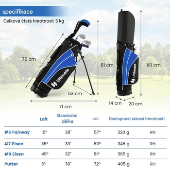 Detská golfová sada pre pravákov LW108SUGHY365, 11-13 rokov, modrá - N