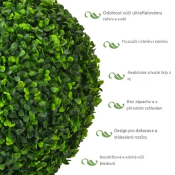 Sada 2 umelých topiary gulí HZ10558GN-2, 40 cm, zelené - N