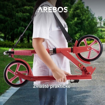 Kolobežka s nastaviteľnou výškou, pedálová brzda, nosnosť 100 kg, červená - N