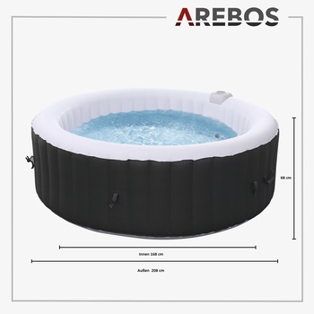 Nafukovacia hydromasážna vírivka s objemom 1000 l, pre 6 osôb, 2400 W, Ø 208 cm, čierna - N