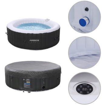 Nafukovacia hydromasážna vírivka s objemom 1000 l, pre 6 osôb, 2400 W, Ø 208 cm, čierna - N