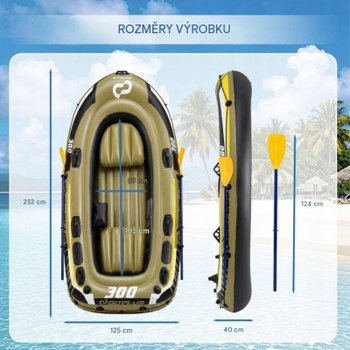 Nafukovací rybársky čln s veslami a pumpou FT10015GN, 252 x 125 cm, zelená - N