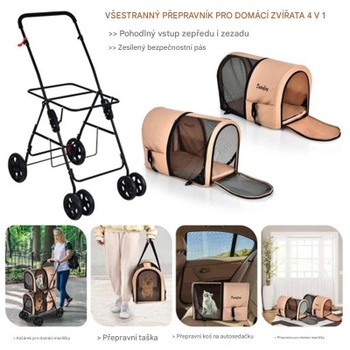 2-poschodový kočík pre psov AR10010BE, do 16 kg, béžový - N