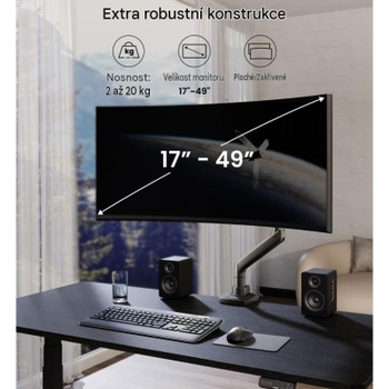 Robustné ramená pre monitory MA8B-D-EUFS, pre 17-49 palcov, čierny - N