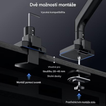 Robustné ramená pre monitory MA8B-D-EUFS, pre 17-49 palcov, čierny - N