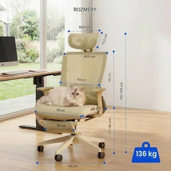 Ergonomická kancelárska stolička s podnožkou OS1GN, 2D opierka hlavy, zelená - N