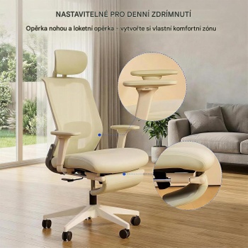 Ergonomická kancelárska stolička s podnožkou OS1GN, 2D opierka hlavy, zelená - N