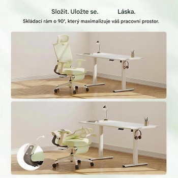 Ergonomická kancelárska stolička s podnožkou OS1GN, 2D opierka hlavy, zelená - N