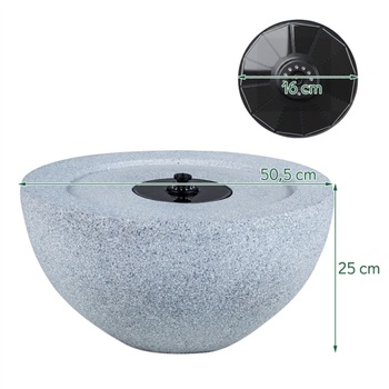 Solárna záhradná fontána s 12 LED diódami HZ10455DE, 50 x 50 x 25 cm, sivá - N
