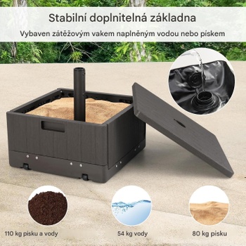 Stojan na slnečník so vstavaným stolíkom AM10519HM, nosnosť 80 kg, hnedý - N