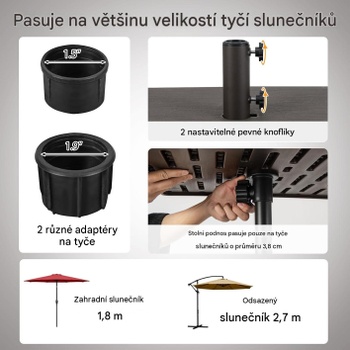 Stojan na slnečník so vstavaným stolíkom AM10519HM, nosnosť 80 kg, hnedý - N