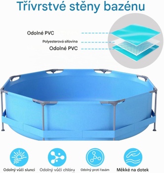 Okrúhly bazén YA23691OP-MWFR, Ø 300 x 76 cm, kovová konštrukcia, PVC, objem 4383 l, modrý - N