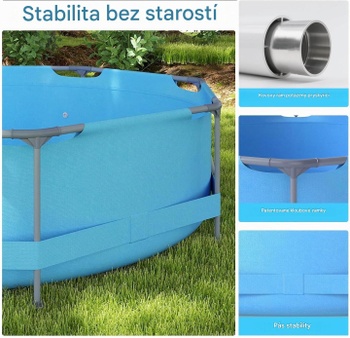 Okrúhly bazén YA23691OP-MWFR, Ø 300 x 76 cm, kovová konštrukcia, PVC, objem 4383 l, modrý - N