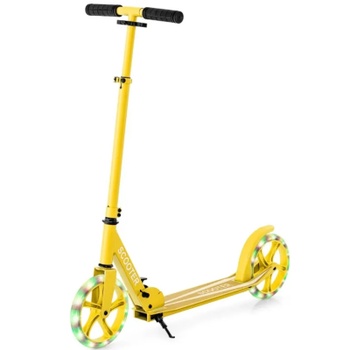 Skladacia kolobežka SP38153YW, výškovo nastaviteľná, LED kolesá, nosnosť 100 kg, žltá - N