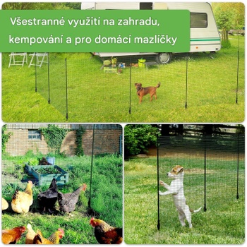Flexibilný záhradný plot pre psov, kurčatá a malé zvieratá, 15 m, vysoký 90 cm, zelený - N