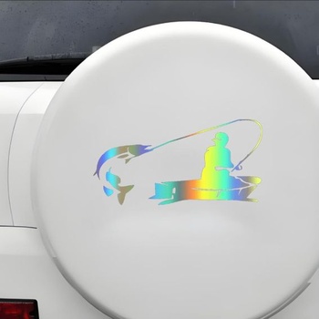 Holografická rybářská nálepka, voděodolná PVC nálepka na auto, notebook, ledničku, nábytek,