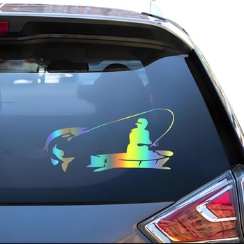 Holografická rybárska nálepka, vodeodolná PVC nálepka na auto, notebook, chladničku, nábytok,