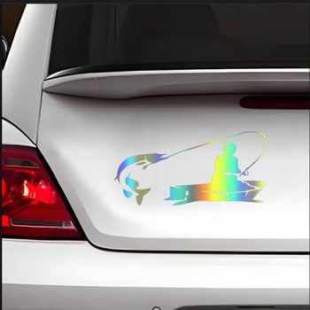 Holografická rybárska nálepka, vodeodolná PVC nálepka na auto, notebook, chladničku, nábytok,