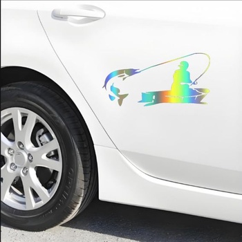 Holografická rybárska nálepka, vodeodolná PVC nálepka na auto, notebook, chladničku, nábytok,