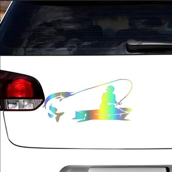 Holografická rybářská nálepka, voděodolná PVC nálepka na auto, notebook, ledničku, nábytek,