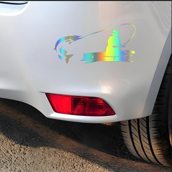 Holografická rybářská nálepka, voděodolná PVC nálepka na auto, notebook, ledničku, nábytek,
