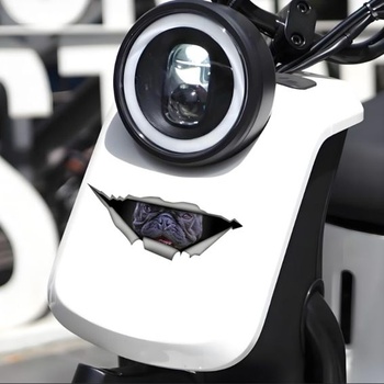 Samolepka na auto s motívom francúzskeho buldočka, 3D potrhaný efekt, reflexná, vodeodolná, na