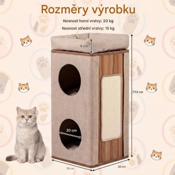 Škrabadlo pre mačky AG21199RCDE, 77,5 cm, béžová/prírodné - N