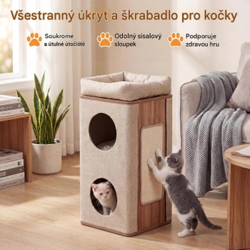 Škrabadlo pre mačky AG21199RCDE, 77,5 cm, béžová/prírodné - N