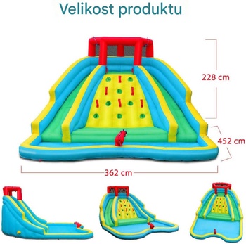 Nafukovací hrad so šmykľavkou a šmykľavkou NP13529DE, s ventilátorom 680 W, nosnosť 150 kg - N