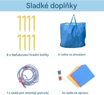 Nafukovací hrad so šmykľavkou a šmykľavkou NP13529DE, s ventilátorom 680 W, nosnosť 150 kg - N