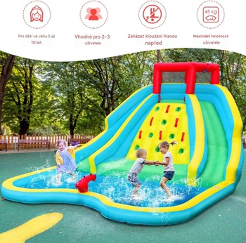 Nafukovací hrad so šmykľavkou a šmykľavkou NP13529DE, s ventilátorom 680 W, nosnosť 150 kg - N