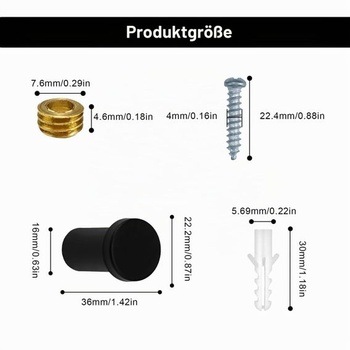 Háčiky na kabáty, matne čierne, 8 kusov; okrúhle háčiky na uteráky na vŕtanie, 36 mm; nástenné háčiky z