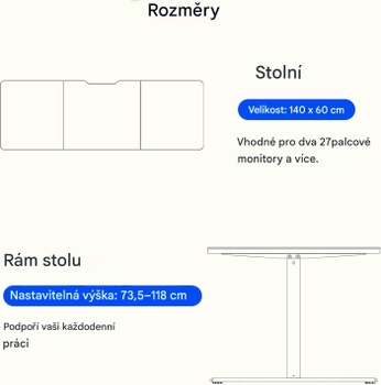 Výškovo nastaviteľný stôl QE1B-1460-EUV1, 140 x 60 cm, čierny - N