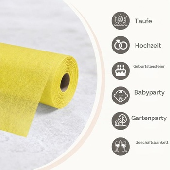 Netkaný běhoun na stůl 30cm x 25m žlutý, vhodný na svatby a křtiny