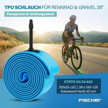 FISCHER TPU duša z plášťa 28 palcov, duša z plášťa pre cestné bicykle 18-622 až 25-622, ventil