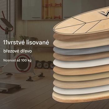 Drevená balančná doska so stabilizovaným korkovým valčekom, 77 cm, prírodná - N