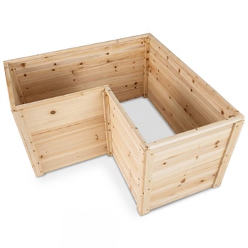 Vyvýšený drevený záhon v tvare L GT4717NA, 61 cm, prírodný - N