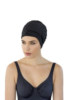 Polyesterová kúpacia čiapka Fashy, turban, čierna, univerzálna veľkosť