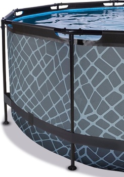 Okrúhly bazén s filtráciou a schodíkmi, ø 360 x 122 cm, sivý - N
