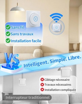 Bezdrôtový spínač svetiel s 2 bezdrôtovými tlačidlami a 1 bezdrôtovým relé RF433, bez batérií, 220V