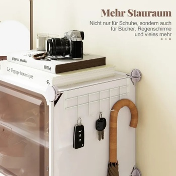 Botník s 10 úrovňami JZ10401WH, pre 40 párov topánok, 95 x 32 x 155 cm, biela - N