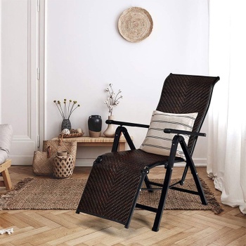 Ratanové záhradné lehátko Z11260A, 155,5 x 71 x 60 cm, hnedé - N