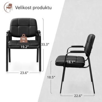 Sada 2 konferenčných stoličiek B0CPJ6LBYJ, čalúnená, čierna - N