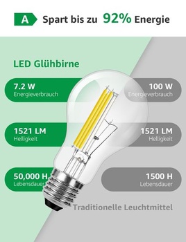 Žiarovka Lepro Energetická trieda A E27 LED teplá biela, 7,2 W 1521 lm 2700 K, 1 kus