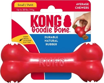 KONG Goodie Bone - Klasická kaučuková psí kost - Dávkovač pamlsků - Pro malé psy - Červená