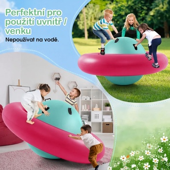 Nafukovacia kopulovitá hojdačka pre deti NP10980PG, 233 cm, ružovo/zelená - N