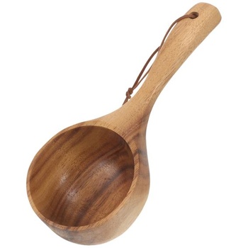Dřevěná naběračka na vodu Healvian ve vintage stylu, servírovací lžíce do sauny a koupele,