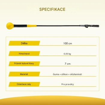 Golfová tréningová pomôcka so záťažovou hlavou SP38642YE, 100 cm, žltá - N