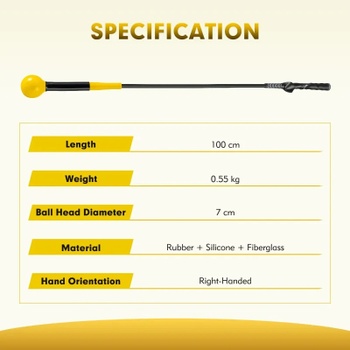 Golfová tréningová pomôcka so záťažovou hlavou SP38642YE, 100 cm, žltá - N